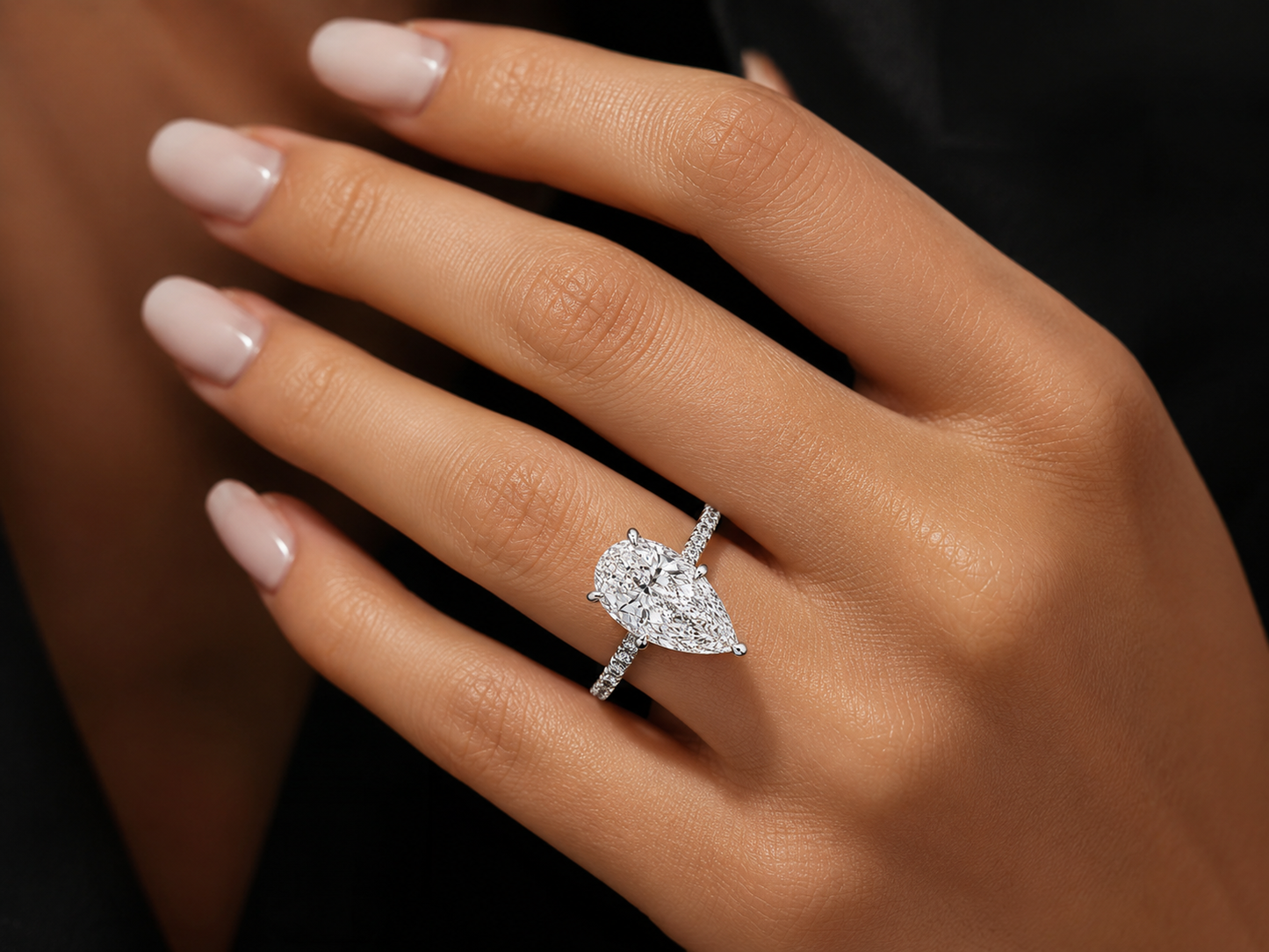 14K White Gold Pear Shape Lab-Grown Diamond Engagement Ring – 5.21 CT Total | IGI Certified Angelica Jewellers