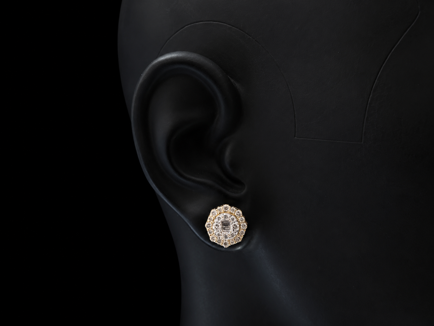 10K YELLOW GOLD BAGUETTE AND ROUND DIAMOND EARRINGS Angelica Jewellers