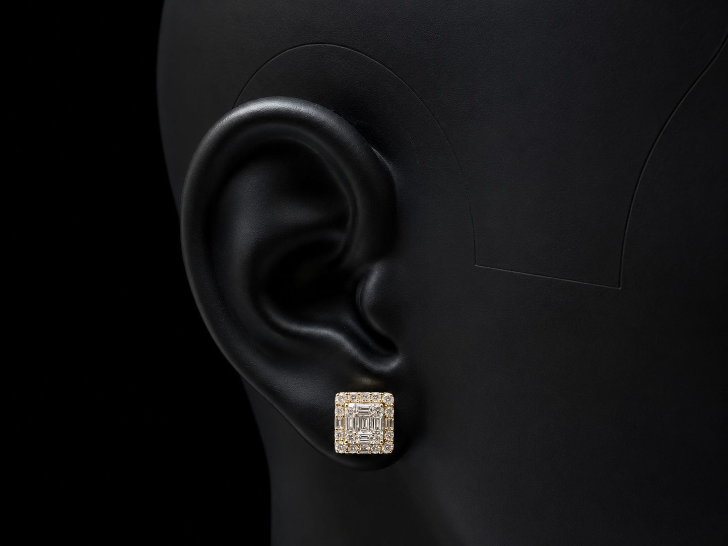 10K YELLOW GOLD BAGUETTE AND ROUND DIAMOND EARRINGS Angelica Jewellers