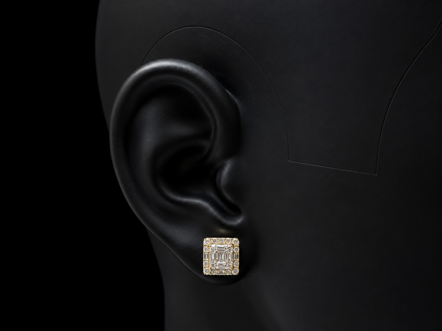10K YELLOW GOLD BAGUETTE AND ROUND DIAMOND EARRINGS Angelica Jewellers