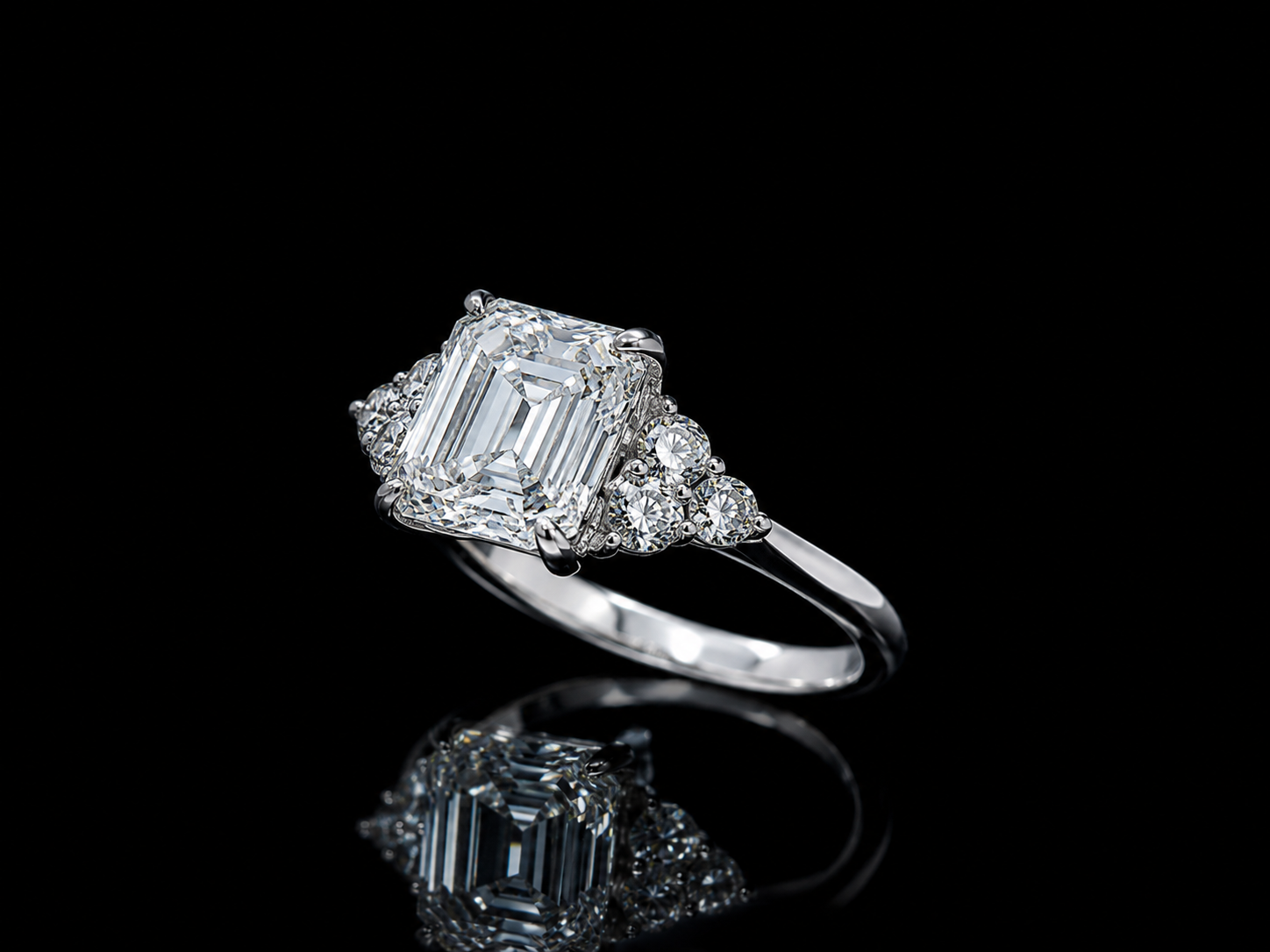 14K White Gold Asscher Cut Lab Diamond Engagement Ring – 3.36 ct Total – IGI Certified Angelica Jewellers