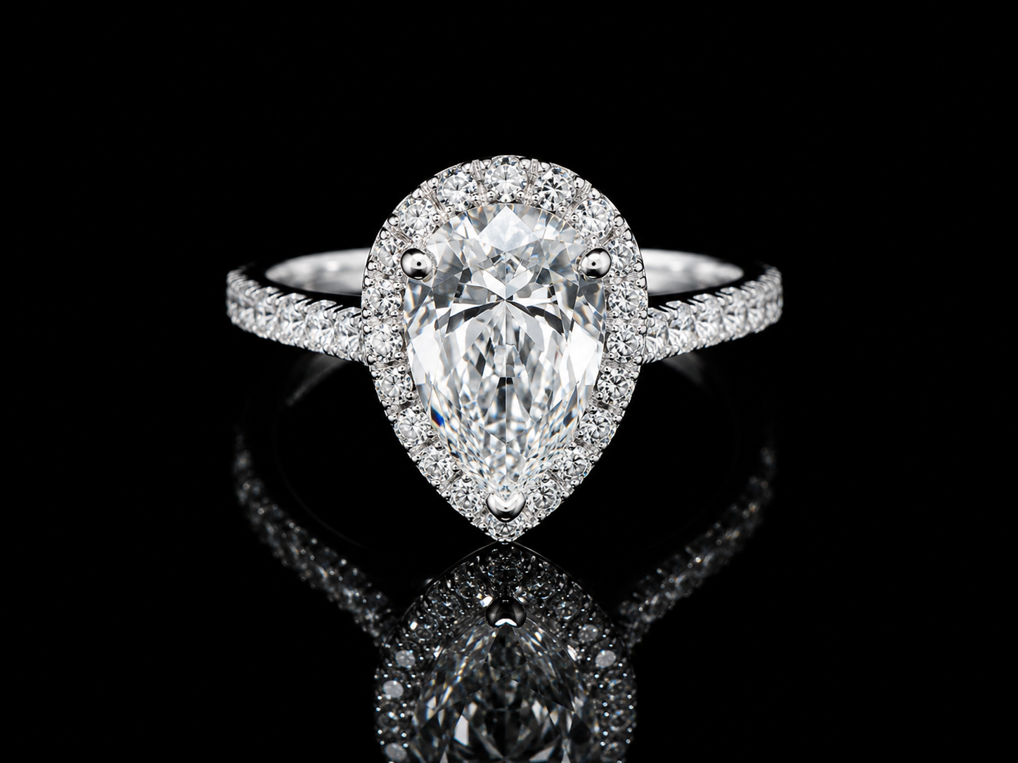 14K White Gold Pear Shape Lab Diamond Engagement Ring – 2.15 ct Total – IGI Certified Angelica Jewellers