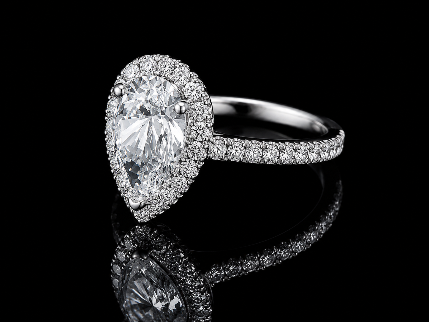 14K White Gold Pear Shape Lab Diamond Engagement Ring – 2.15 ct Total – IGI Certified Angelica Jewellers