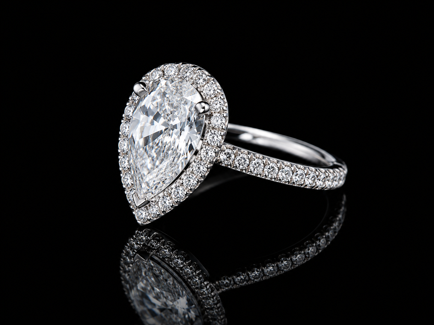 14K White Gold Pear Shape Lab Diamond Engagement Ring – 2.15 ct Total – IGI Certified Angelica Jewellers