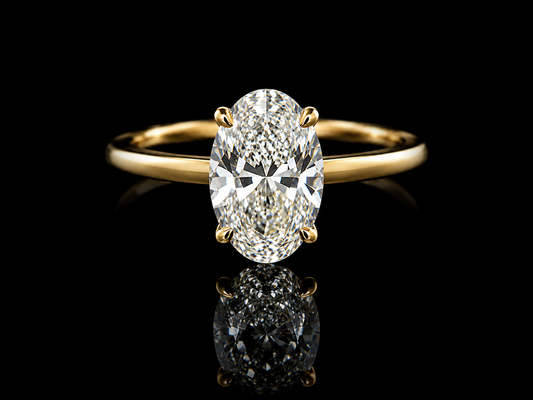 18K Yellow Gold Oval Lab Diamond Engagement Ring – 1.31 ct Total – IGI Certified