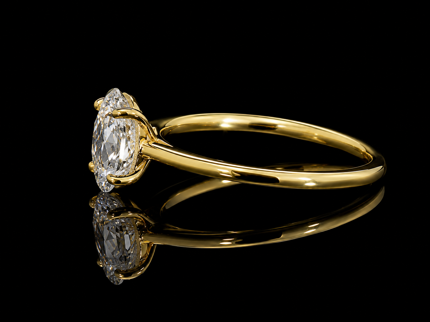 18K Yellow Gold Oval Lab Diamond Engagement Ring – 1.31 ct Total – IGI Certified Angelica Jewellers