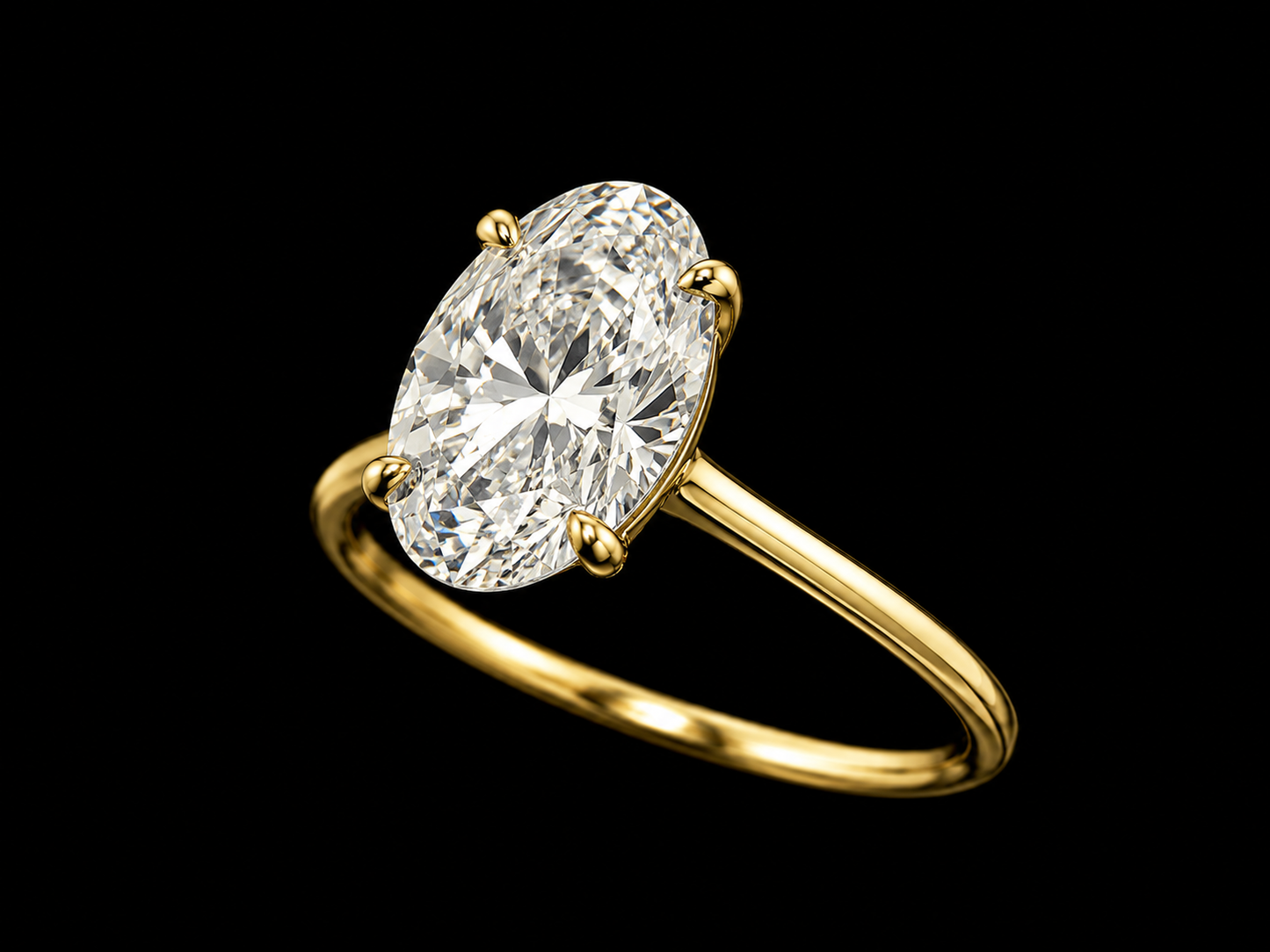 18K Yellow Gold Oval Lab Diamond Engagement Ring – 1.31 ct Total – IGI Certified Angelica Jewellers