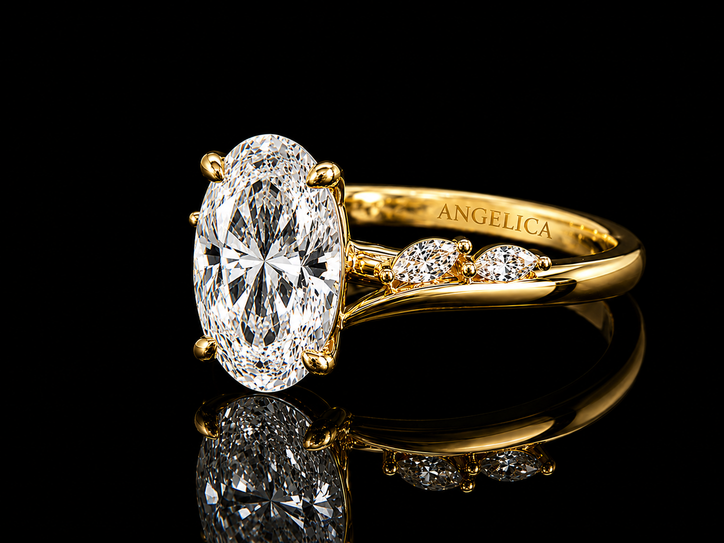 18K Yellow Gold Oval Lab Diamond Engagement Ring – 1.64 ct Total – IGI Certified Angelica Jewellers