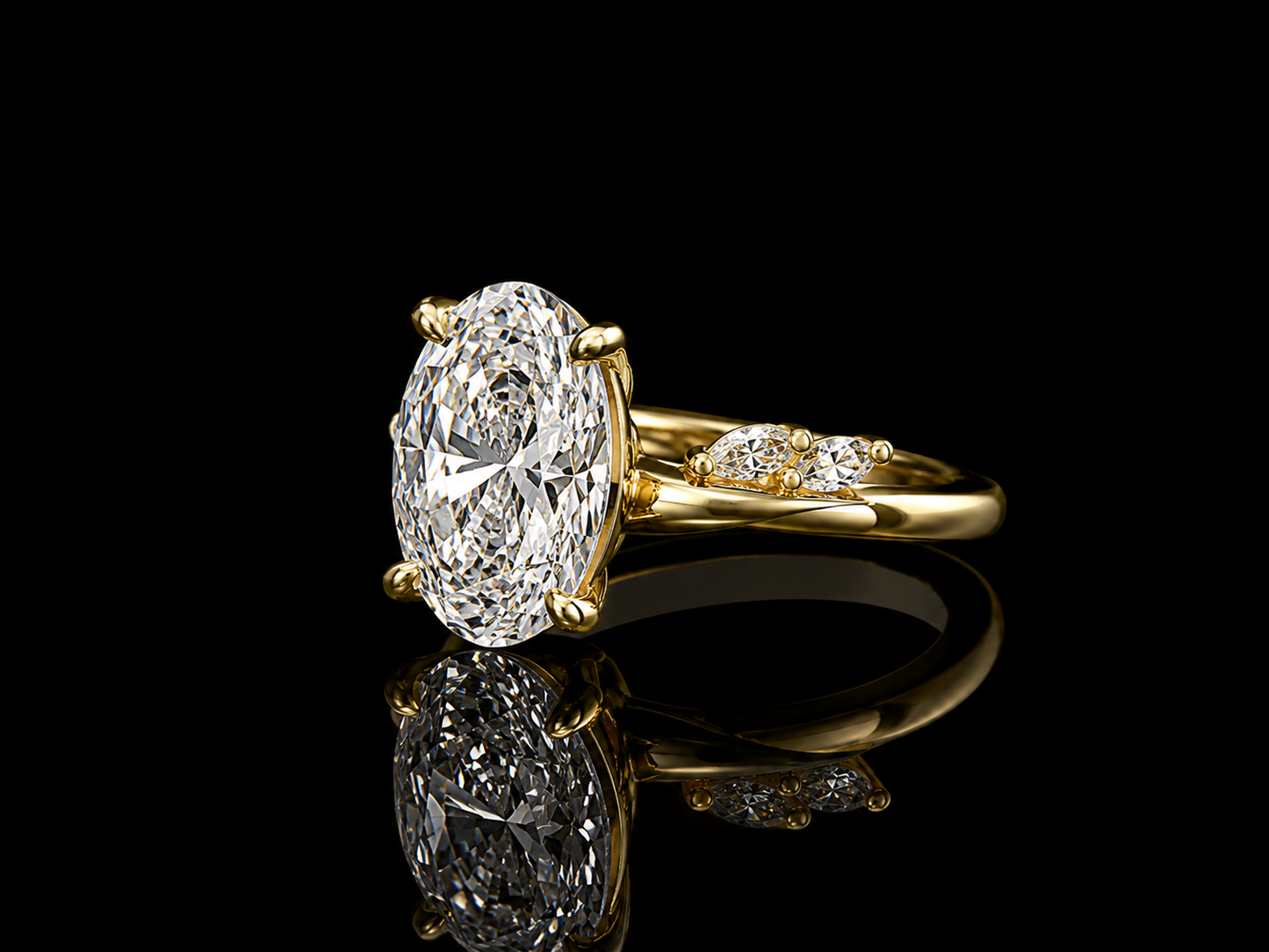 18K Yellow Gold Oval Lab Diamond Engagement Ring – 1.64 ct Total – IGI Certified Angelica Jewellers