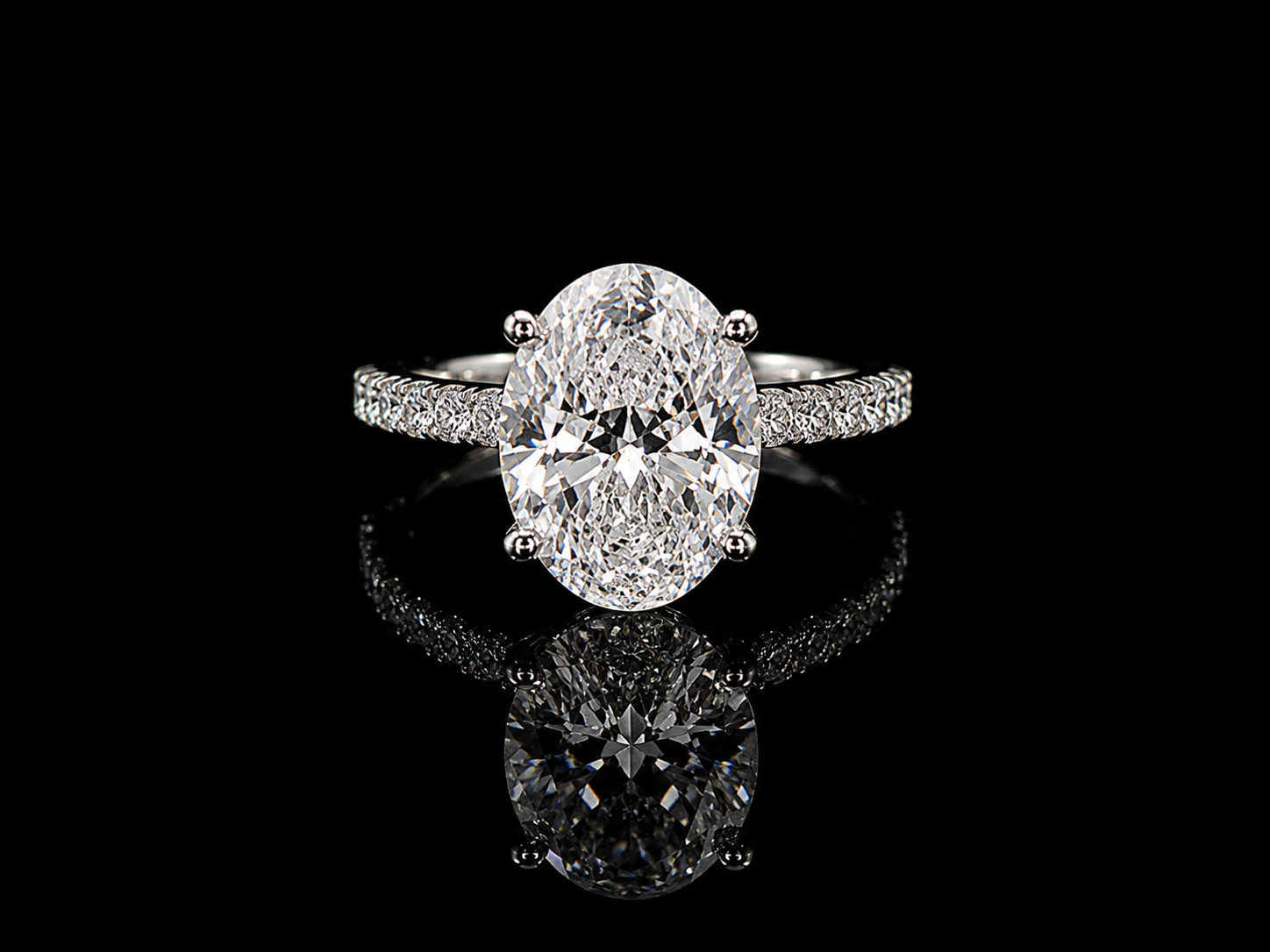 14K White Gold Oval Lab Diamond Engagement Ring – 4.42 ct Total – IGI Certified Angelica Jewellers
