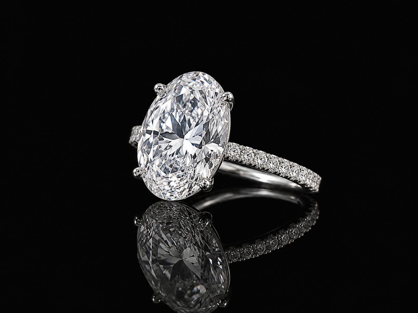 14K White Gold Oval Lab Diamond Engagement Ring – 4.42 ct Total – IGI Certified Angelica Jewellers