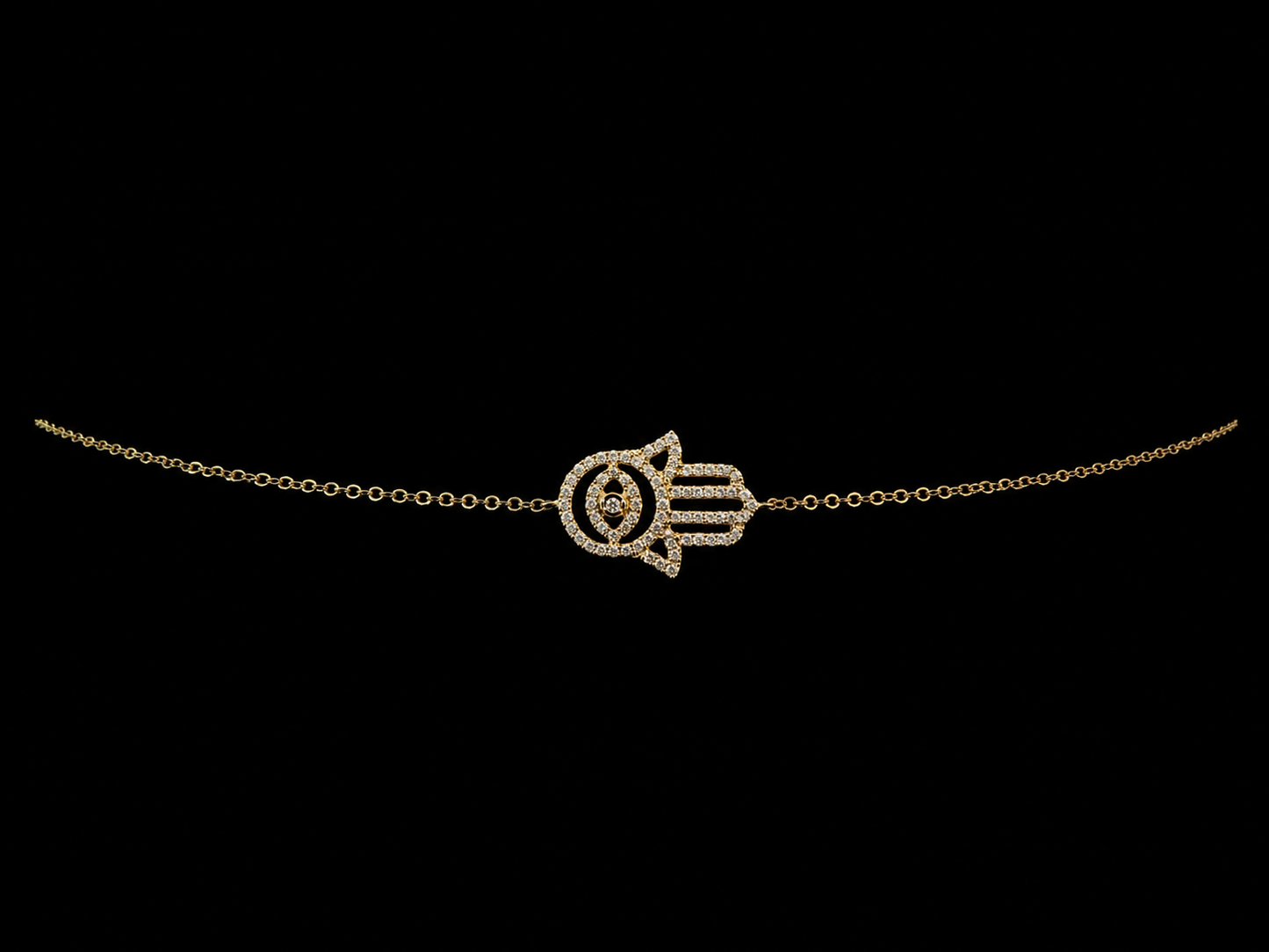 14K YELLOW GOLD HAMSA DIAMOND BRACELET