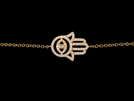 14K YELLOW GOLD HAMSA DIAMOND BRACELET