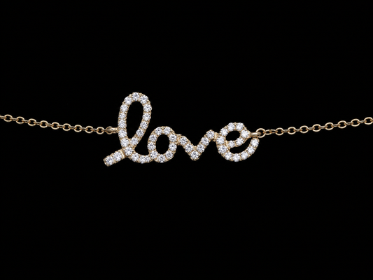 14K YELLOW GOLD LOVE DIAMOND BRACELET