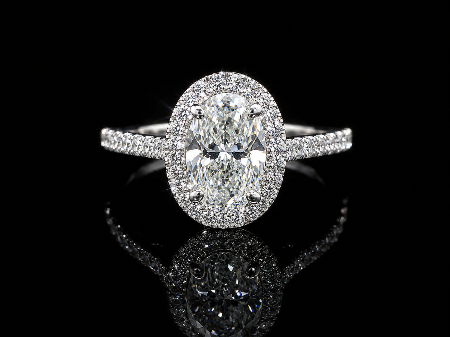 14K WHITE GOLD LAB DIAMOND OVAL CUT ENGAGEMENT RING 1.51CT Angelica Jewellers