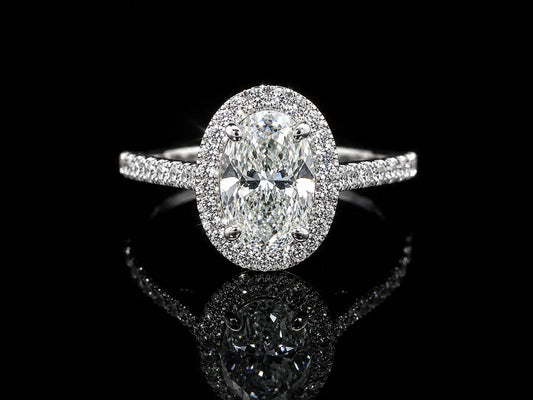 14K WHITE GOLD LAB DIAMOND OVAL CUT ENGAGEMENT RING 1.51CT Angelica Jewellers