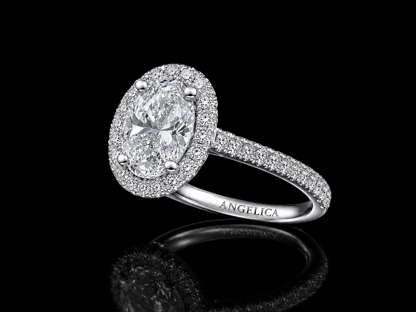 14K WHITE GOLD LAB DIAMOND OVAL CUT ENGAGEMENT RING 1.51CT Angelica Jewellers