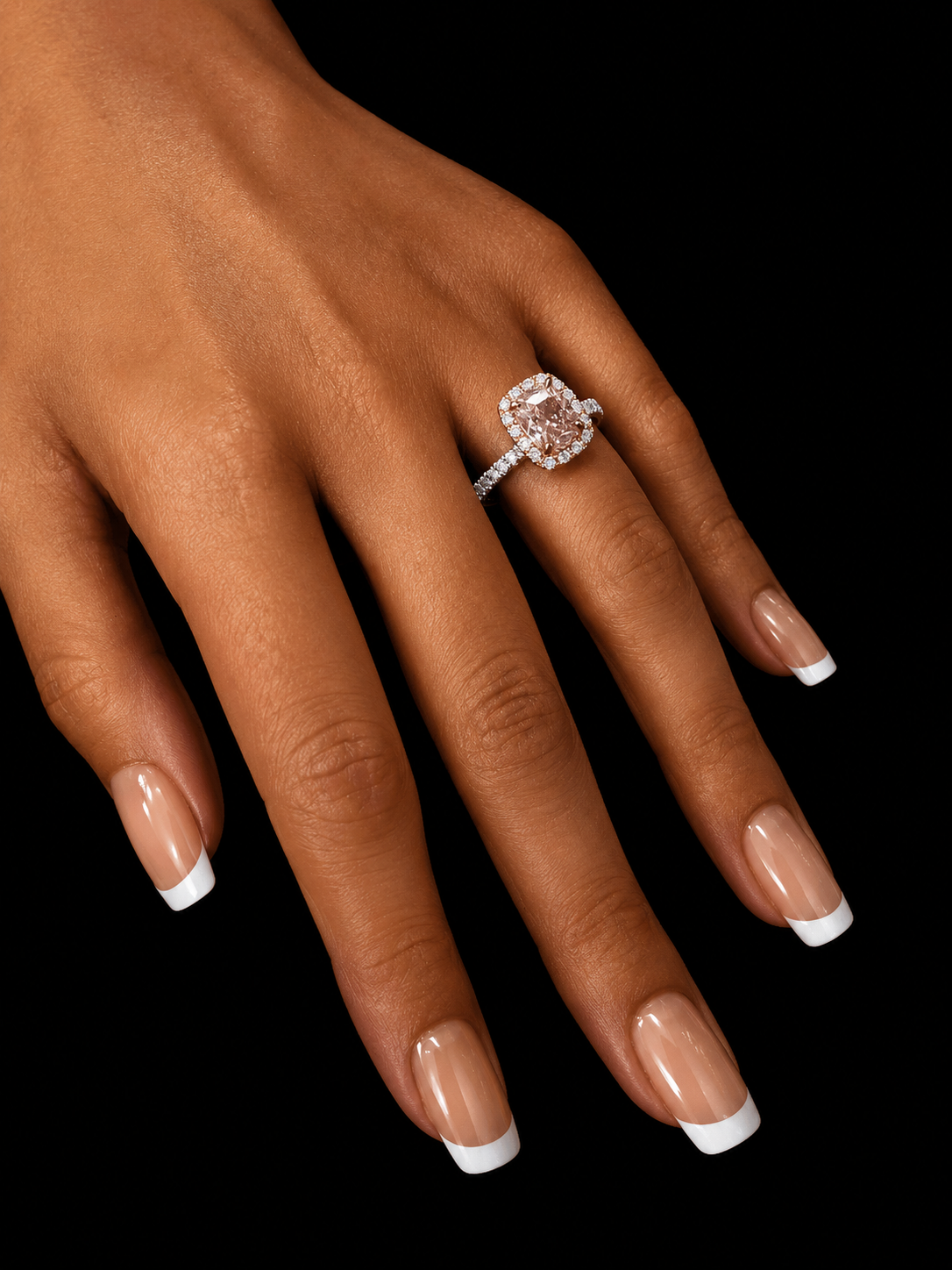 Platinum & 14K Rose Gold Fancy Vivid Pink Cushion Lab Diamond Engagement Ring – 2.05 ct Total – IGI Certified