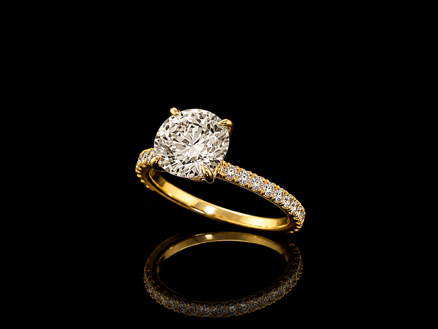 18K Yellow Gold Lab-Grown Round Diamond Engagement Ring – 2.53 CTW IGI Certified Angelica Jewellers