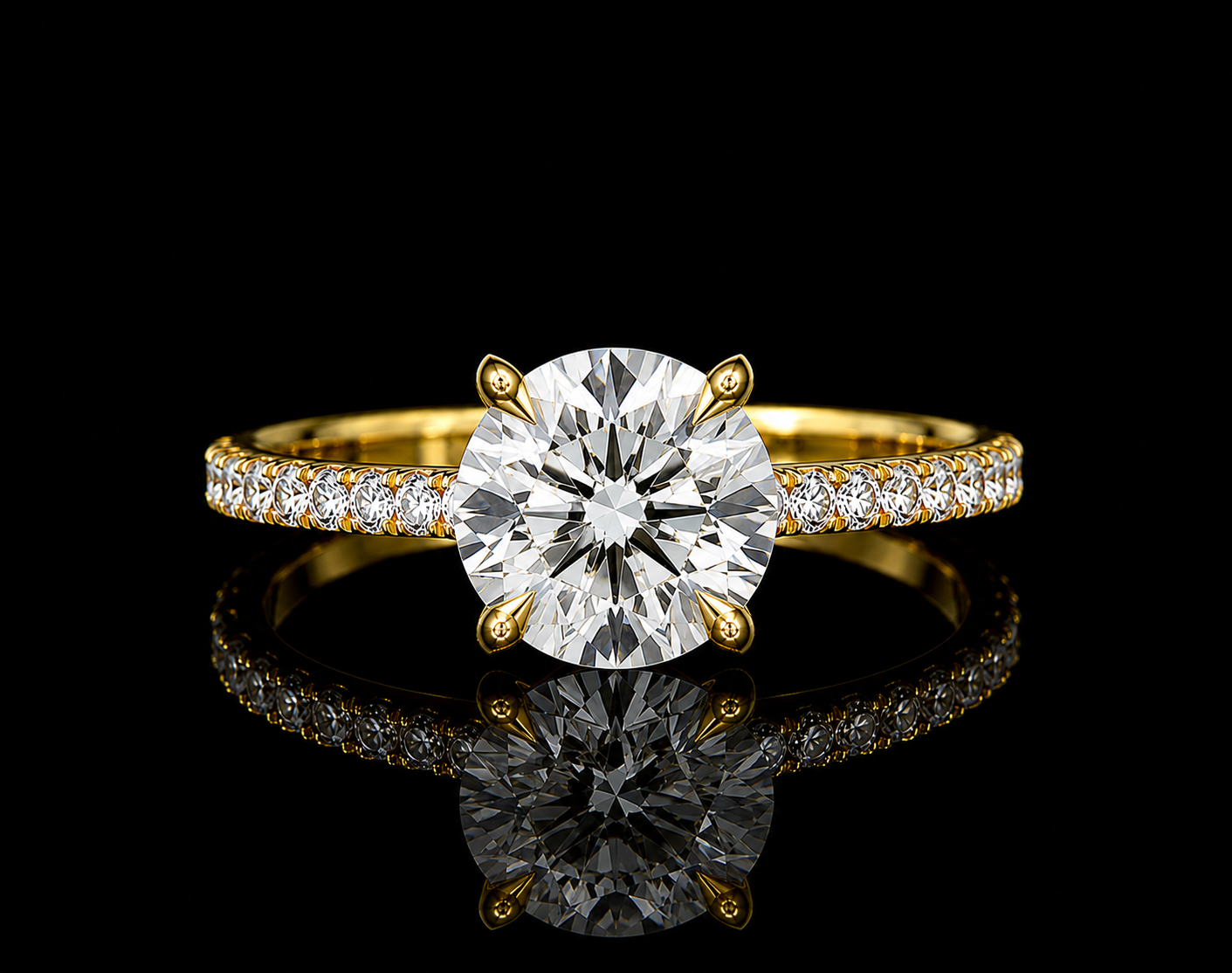 18K Yellow Gold Lab-Grown Round Diamond Engagement Ring – 2.53 CTW IGI Certified Angelica Jewellers