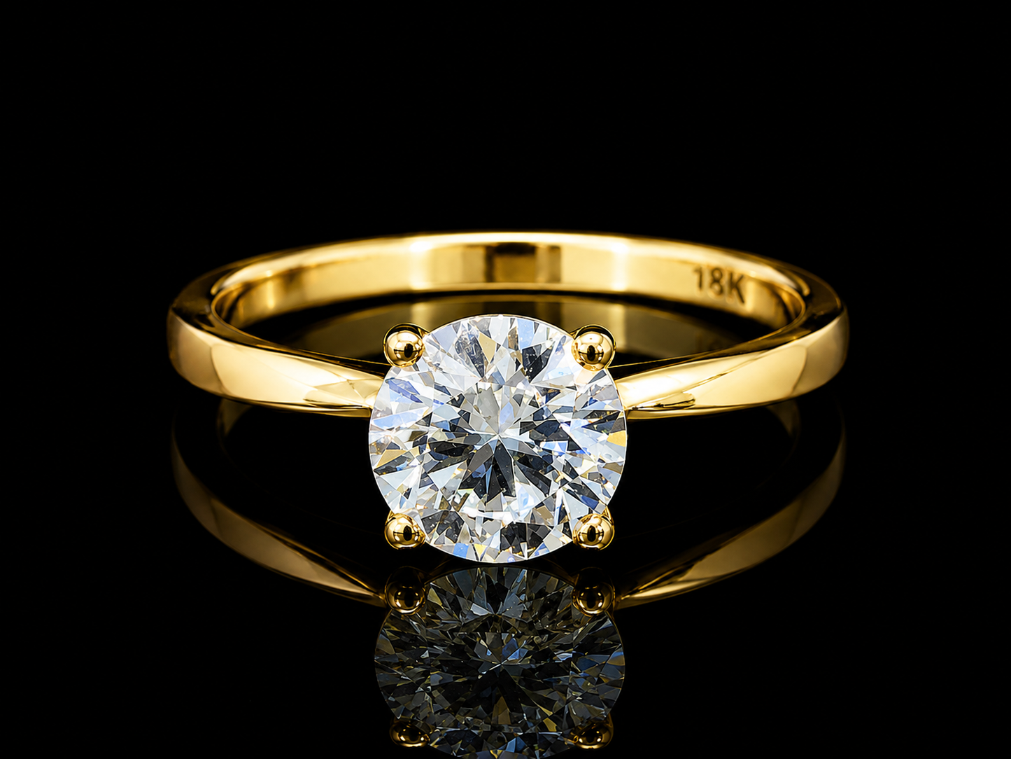 18K Yellow Gold Lab-Grown Round Brilliant Diamond Engagement Ring – 1.50 CT IGI Certified Angelica Jewellers