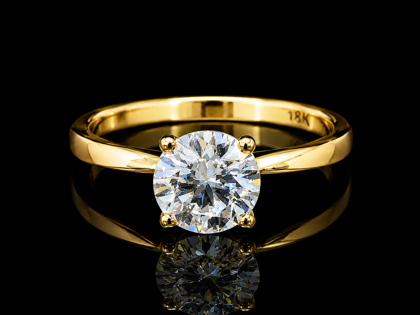 18K Yellow Gold Lab-Grown Round Brilliant Diamond Engagement Ring – 1.50 CT IGI Certified Angelica Jewellers