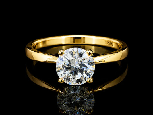 18K Yellow Gold Lab-Grown Round Brilliant Diamond Engagement Ring – 1.50 CT IGI Certified Angelica Jewellers