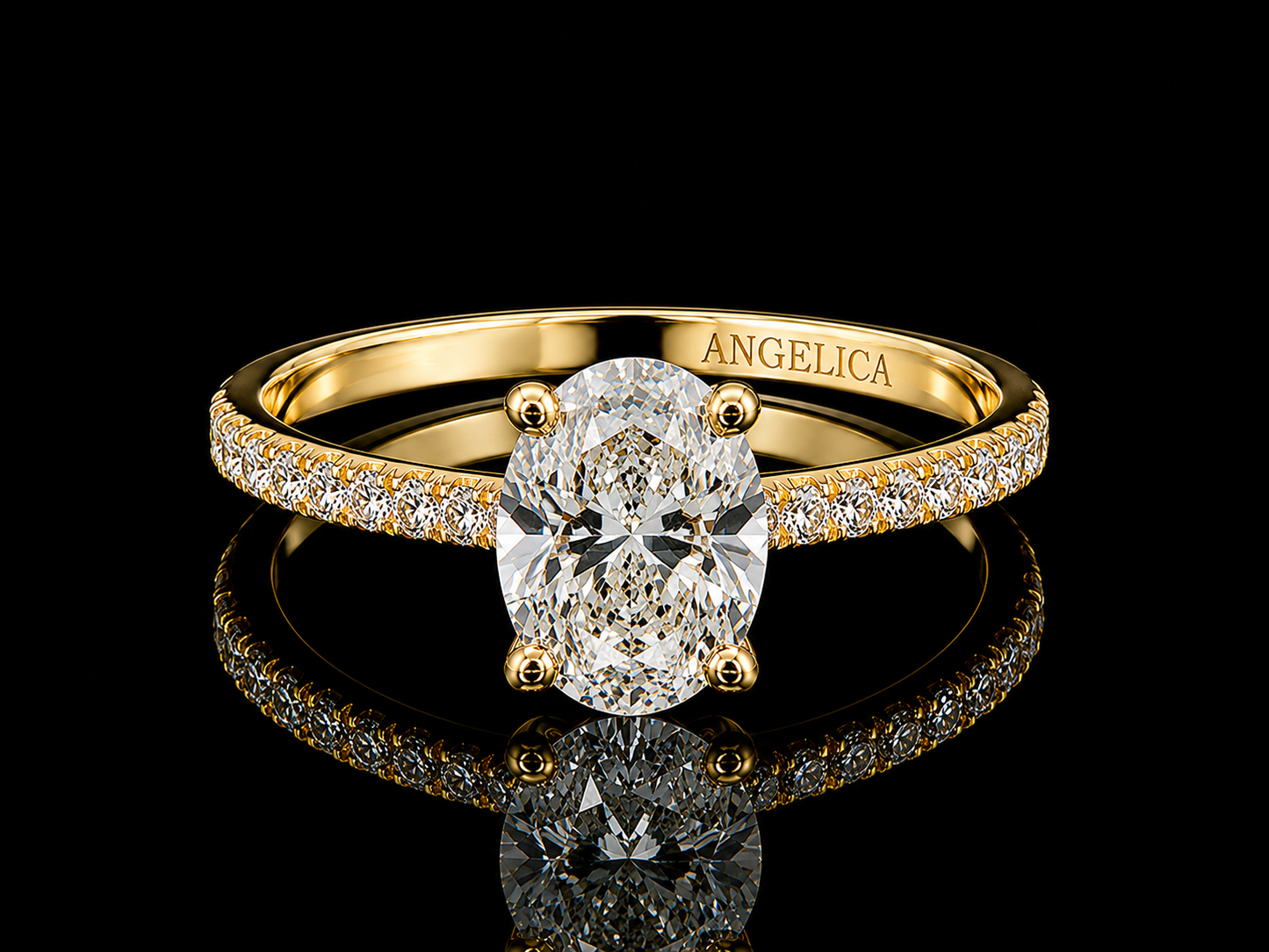 18K Yellow Gold Lab-Grown Oval Cut Diamond Engagement Ring – 1.85 CTW IGI Certified Angelica Jewellers