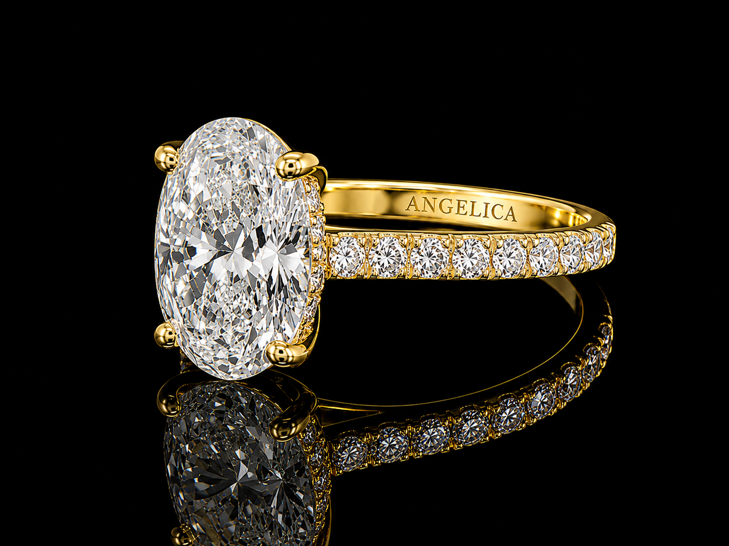 18K Yellow Gold Lab-Grown Oval Cut Diamond Engagement Ring – 1.85 CTW IGI Certified Angelica Jewellers