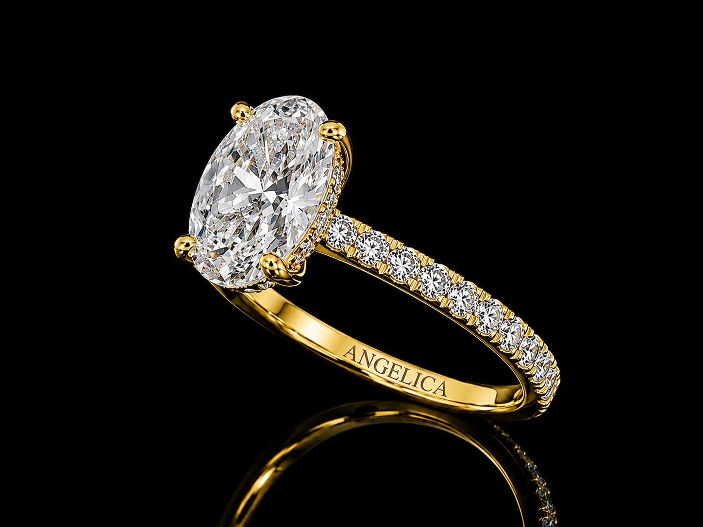 18K Yellow Gold Lab-Grown Oval Cut Diamond Engagement Ring – 1.85 CTW IGI Certified Angelica Jewellers