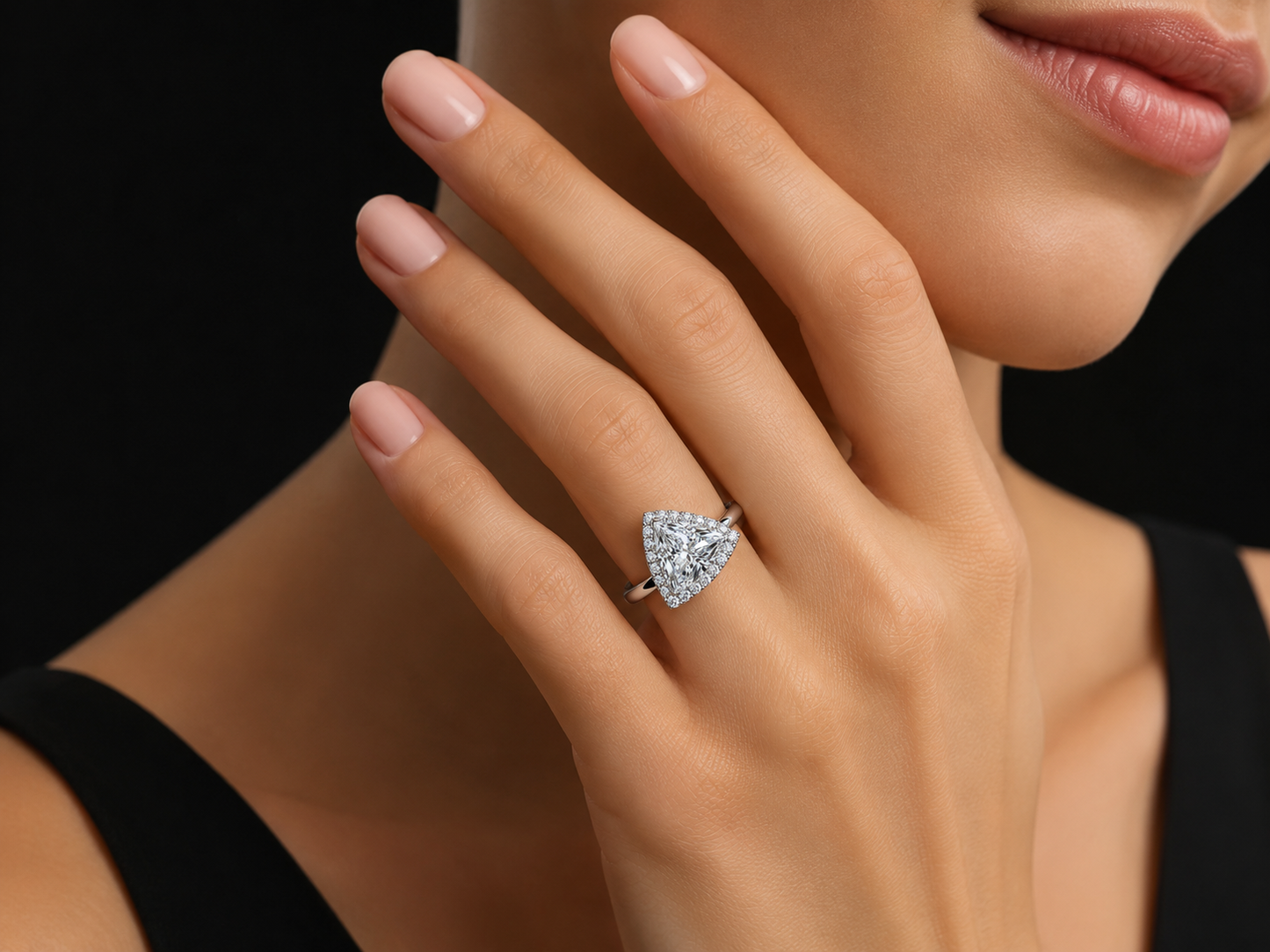 14K White Gold Lab-Grown Trilliant Cut Diamond Engagement Ring – 1.72 CTW IGI Certified