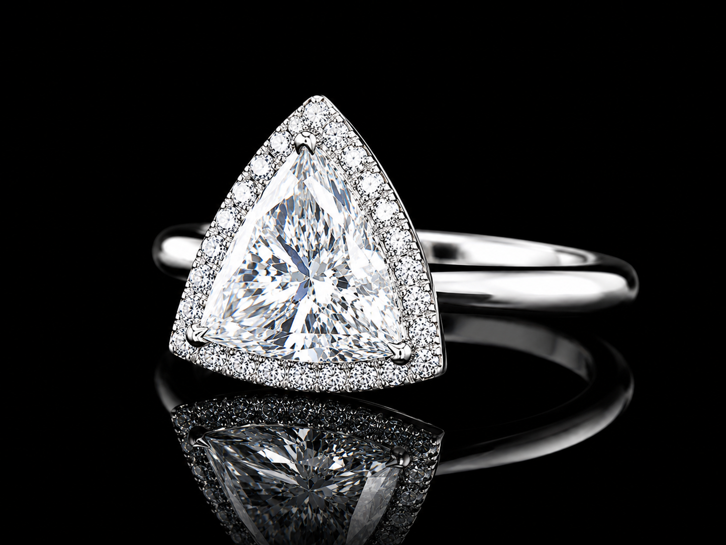 14K White Gold Lab-Grown Trilliant Cut Diamond Engagement Ring – 1.72 CTW IGI Certified