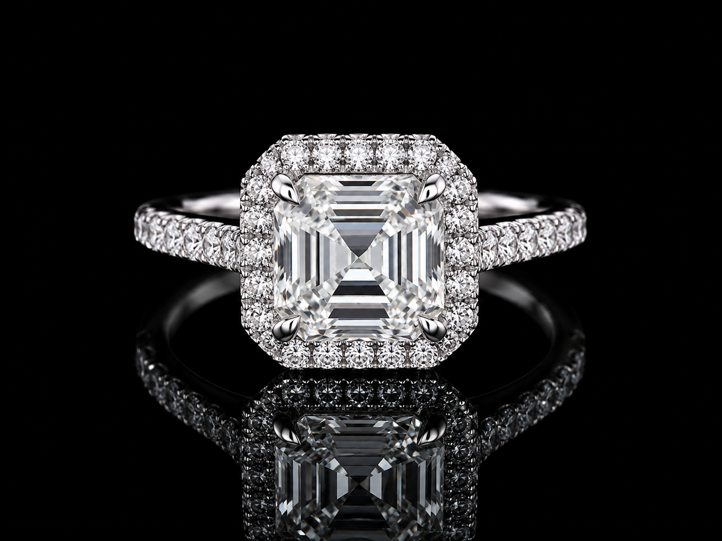 14K White Gold Lab-Grown Asscher Cut Diamond Engagement Ring – 2.81 CTW IGI Certified Angelica Jewellers