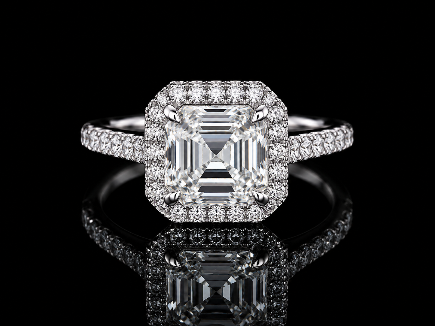 14K White Gold Lab-Grown Asscher Cut Diamond Engagement Ring – 2.81 CTW IGI Certified Angelica Jewellers