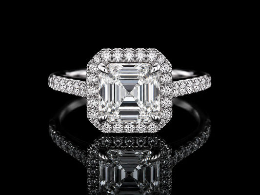 14K White Gold Lab-Grown Asscher Cut Diamond Engagement Ring – 2.81 CTW IGI Certified Angelica Jewellers