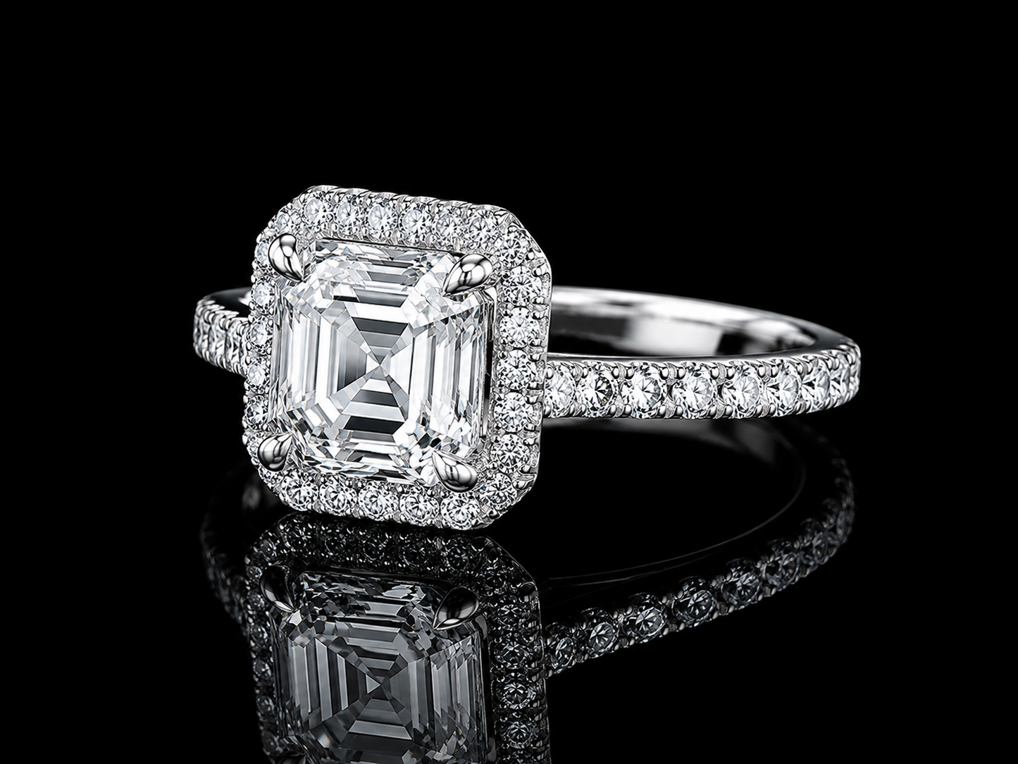 14K White Gold Lab-Grown Asscher Cut Diamond Engagement Ring – 2.81 CTW IGI Certified Angelica Jewellers