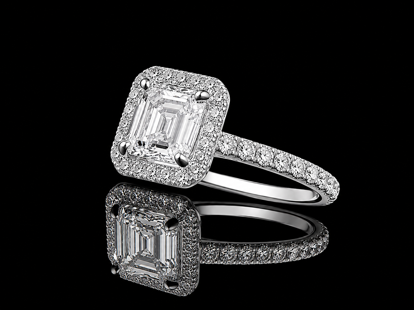 14K White Gold Lab-Grown Asscher Cut Diamond Engagement Ring – 2.81 CTW IGI Certified Angelica Jewellers