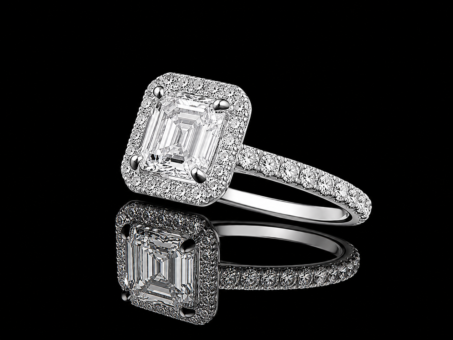 14K White Gold Lab-Grown Asscher Cut Diamond Engagement Ring – 2.81 CTW IGI Certified Angelica Jewellers