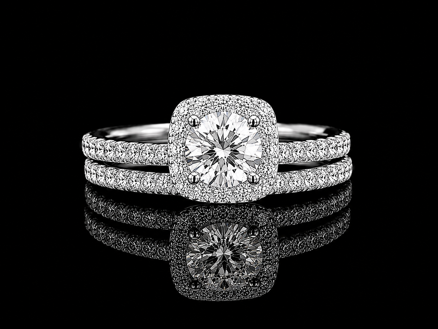 14K White Gold Lab-Grown Diamond Halo Bridal Set – 1.95 CTW IGI Certified Angelica Jewellers