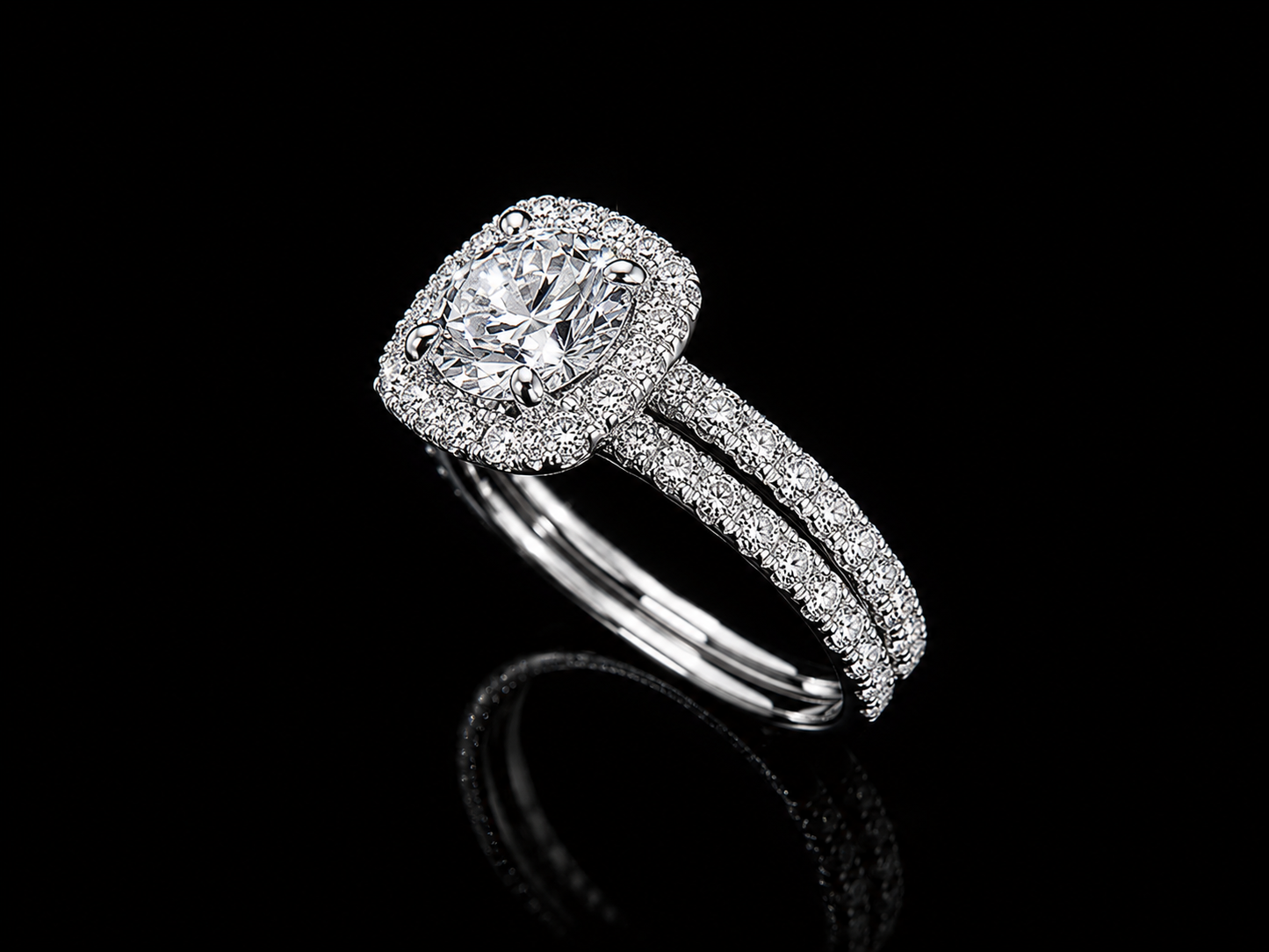 14K White Gold Lab-Grown Diamond Halo Bridal Set – 1.95 CTW IGI Certified Angelica Jewellers