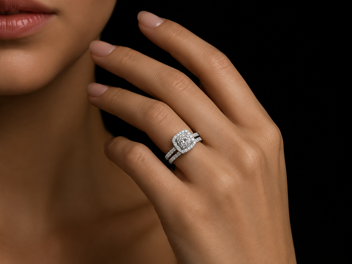 14K White Gold Lab-Grown Diamond Halo Bridal Set – 1.95 CTW IGI Certified Angelica Jewellers