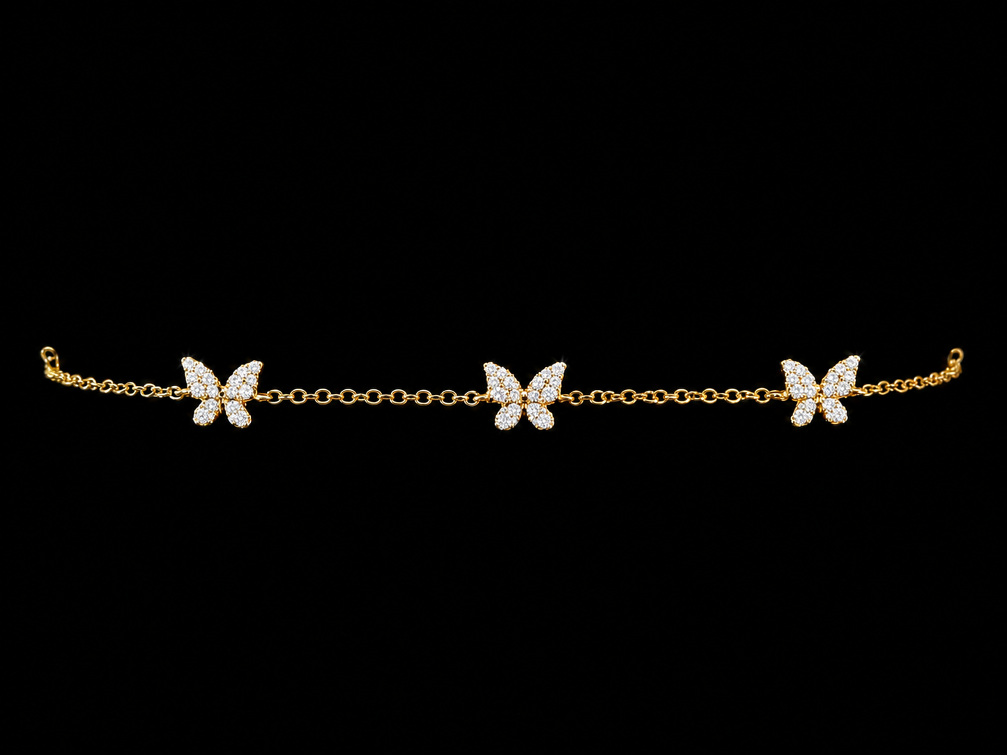 14K YELLOW GOLD 5 BUTTERFLIES DIAMOND BRACELET Angelica Jewellers