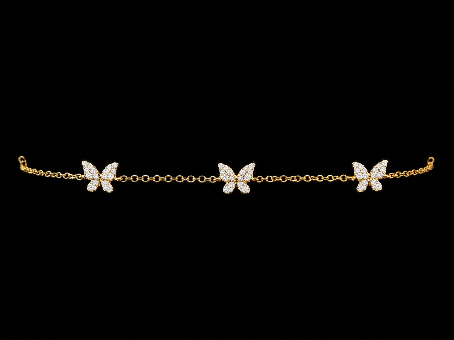 14K YELLOW GOLD 5 BUTTERFLIES DIAMOND BRACELET Angelica Jewellers