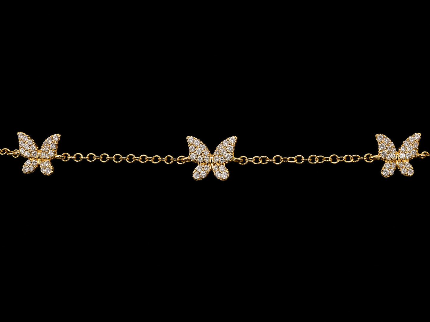 14K YELLOW GOLD 5 BUTTERFLIES DIAMOND BRACELET Angelica Jewellers