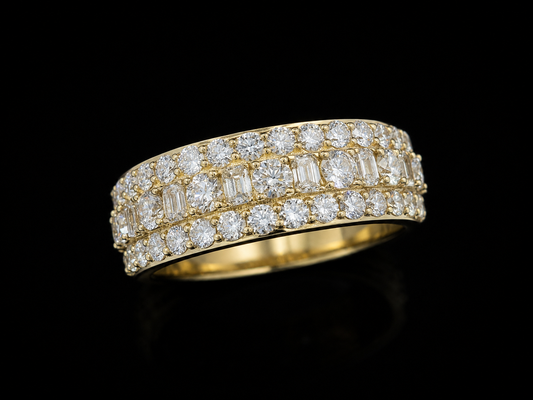 10K YELLOW GOLD BAND 7.03CT OF DIAMONDS IN VVS F+