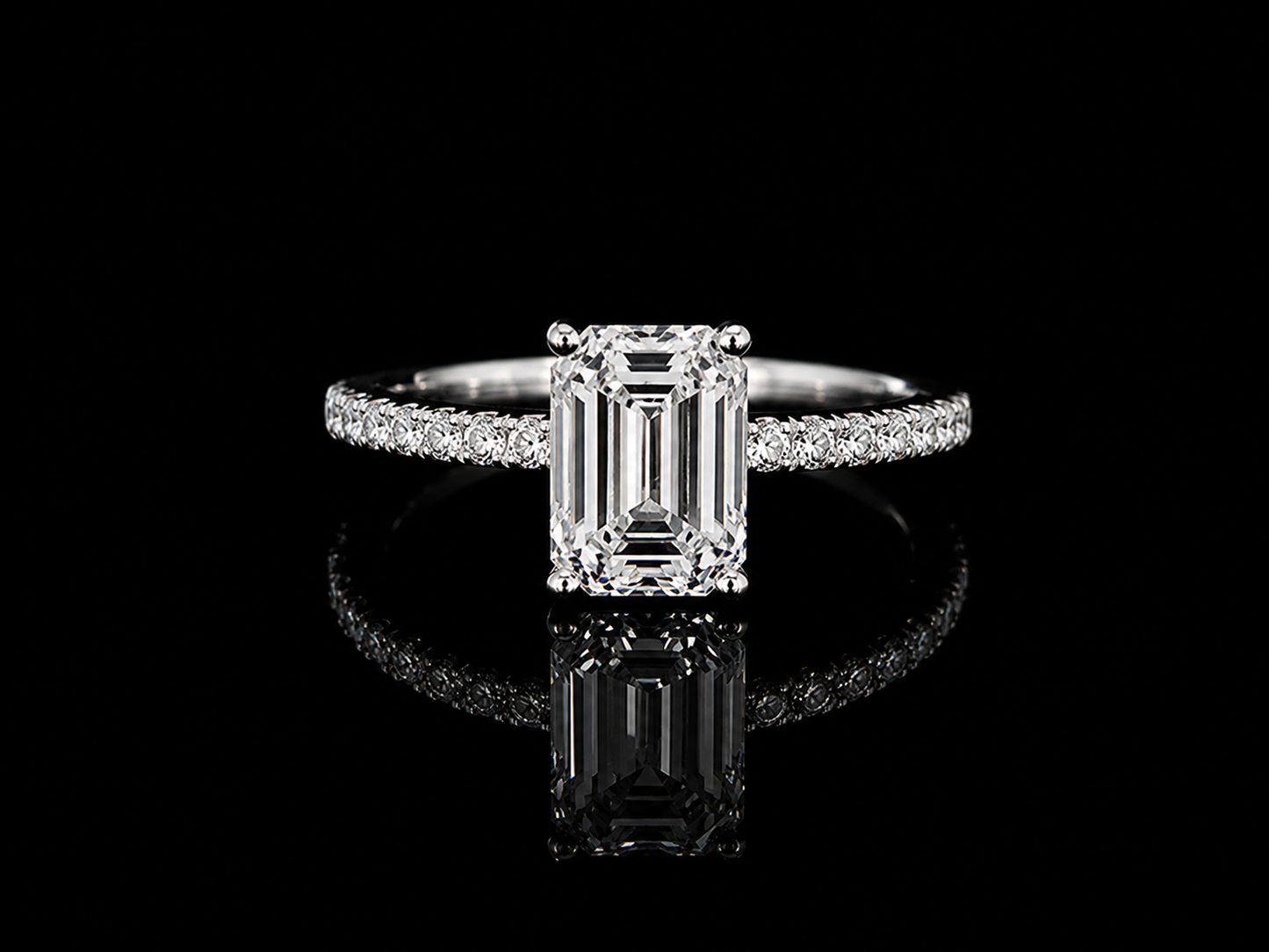 14K White Gold Lab-Grown Diamond Emerald Cut Engagement Ring – 1.97 CTW IGI Certified Angelica Jewellers