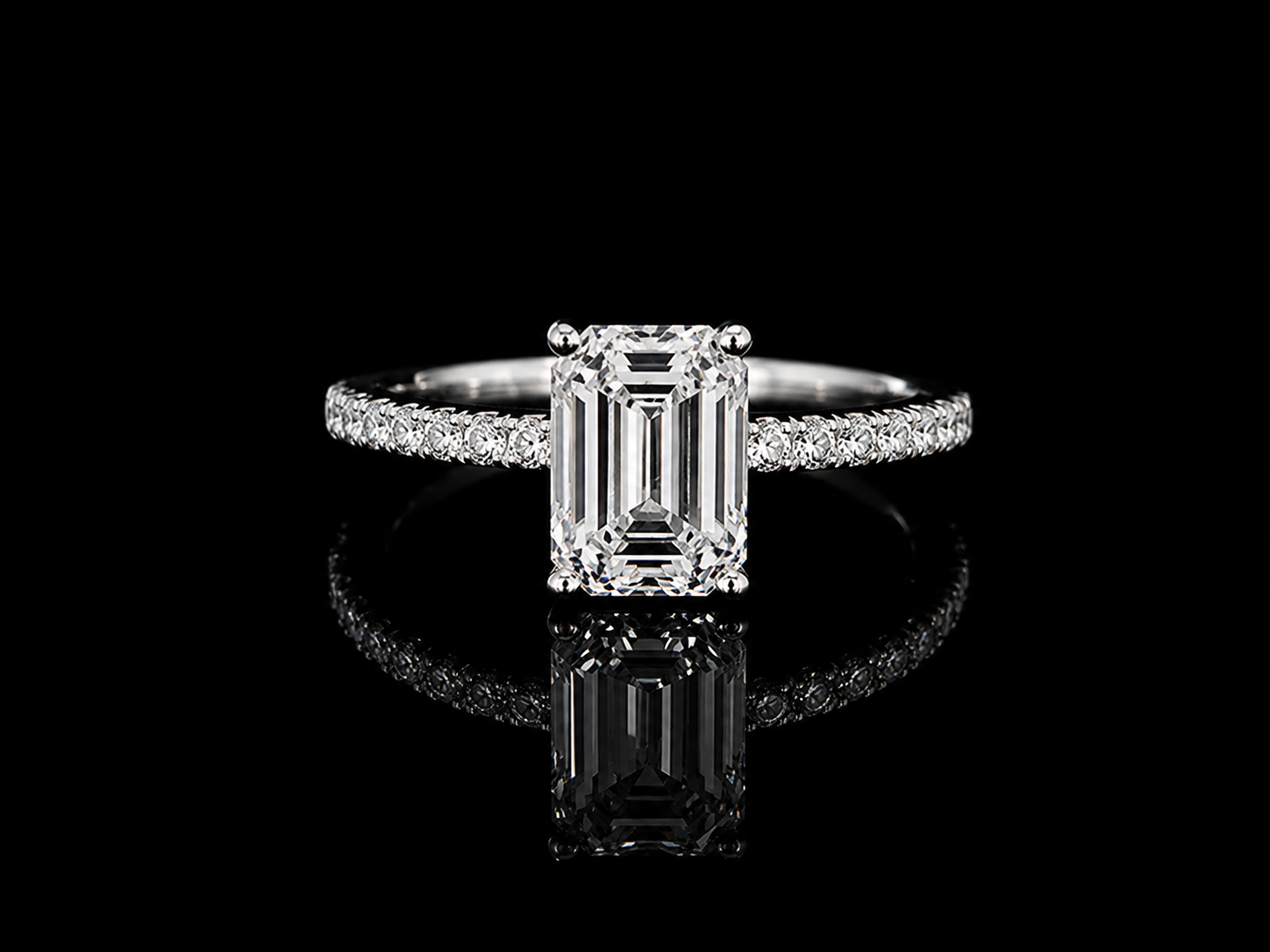 14K White Gold Lab-Grown Diamond Emerald Cut Engagement Ring – 1.97 CTW IGI Certified Angelica Jewellers