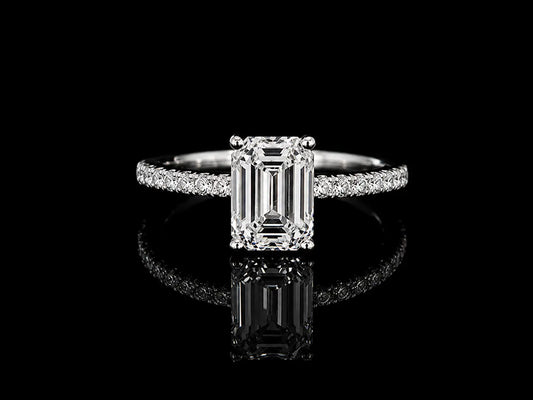 14K White Gold Lab-Grown Diamond Emerald Cut Engagement Ring – 1.97 CTW IGI Certified Angelica Jewellers