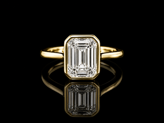 18K Yellow Gold Lab-Grown Diamond Emerald Cut Engagement Ring – 2.50 CT IGI Certified