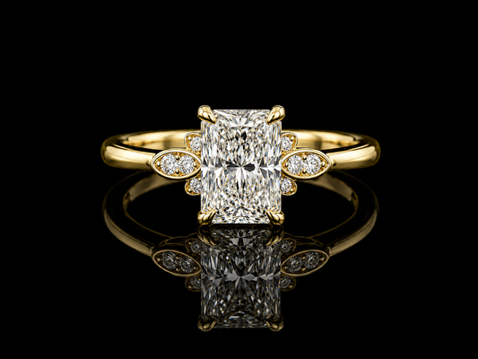 18K Yellow Gold Lab-Grown Diamond Radiant Cut Engagement Ring – 1.54 CTW IGI Certified